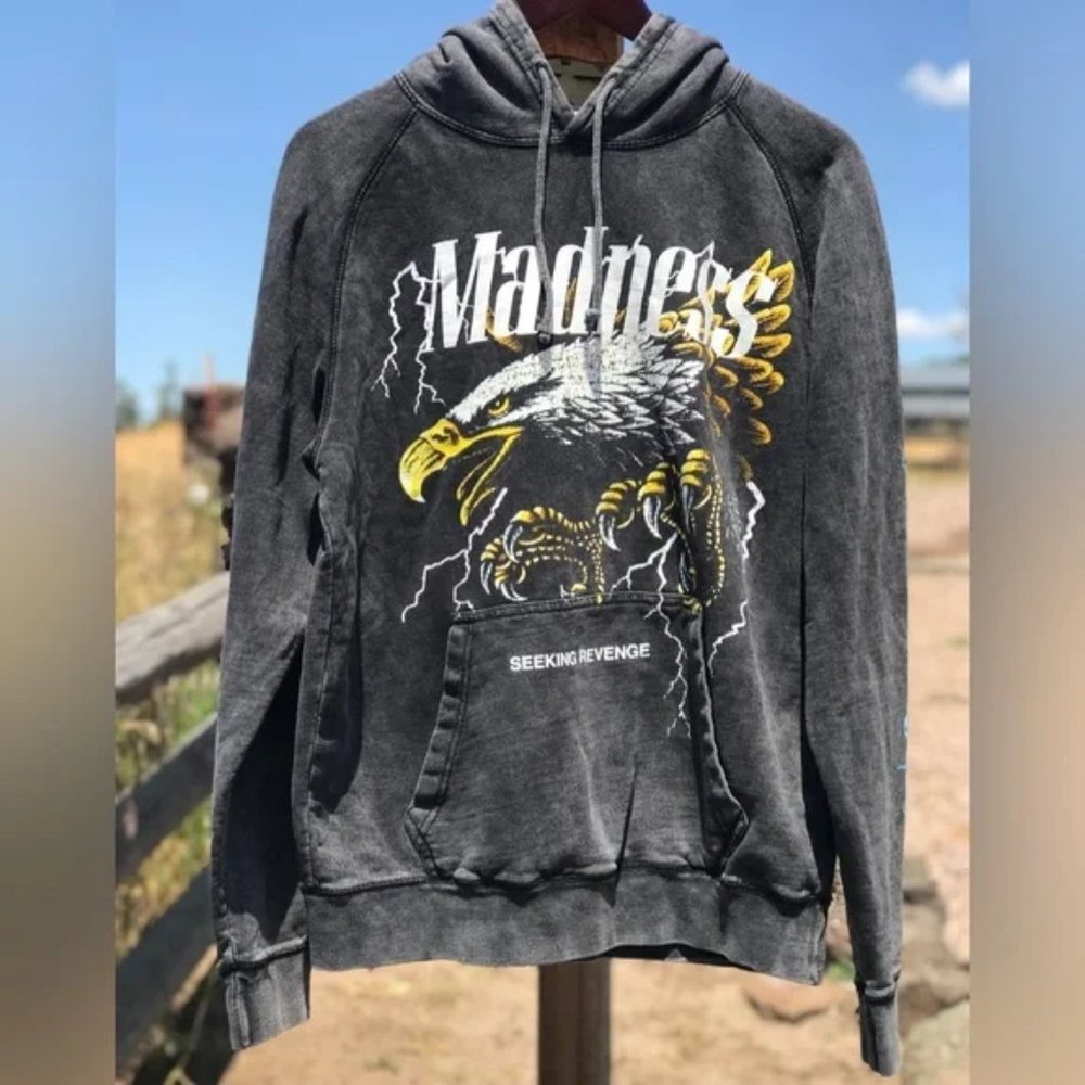 PACSUN x Rhude Madness Seeking Revenge Gray Pull-over Hoodie - M